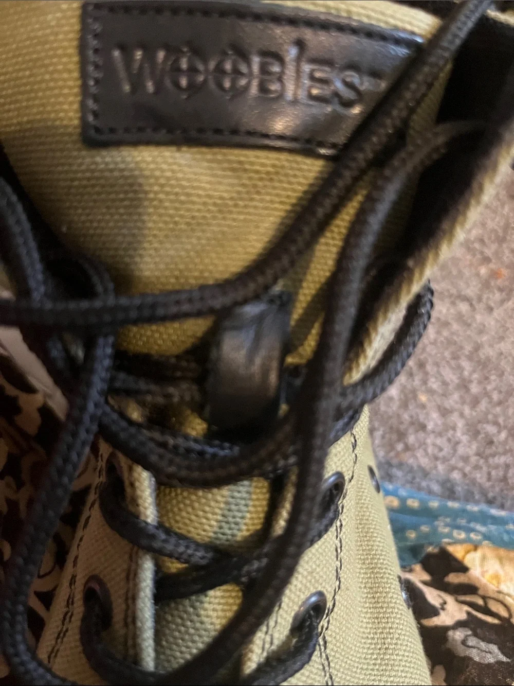 Woobies Men's Olive Tactical High-Top Canvas Sneakers with Black Accents SZ 10